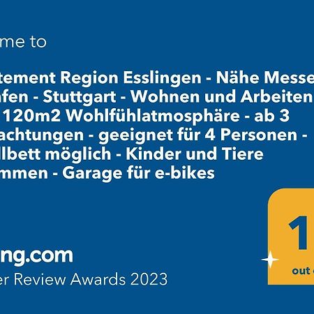 Appartement Region Esslingen - Naehe Messe - Flughafen - Stuttgart - Wohnen Und Arbeiten Auf Zeit In 120M2 Wohlfuehlatmosphaere - Ab 3 Uebernachtungen - Geeignet Fuer 4 Pers Incl Kinder - Beistellbett Moeglich - Kinder Und Tiere Willkommen - Garage F Altbach Zewnętrze zdjęcie